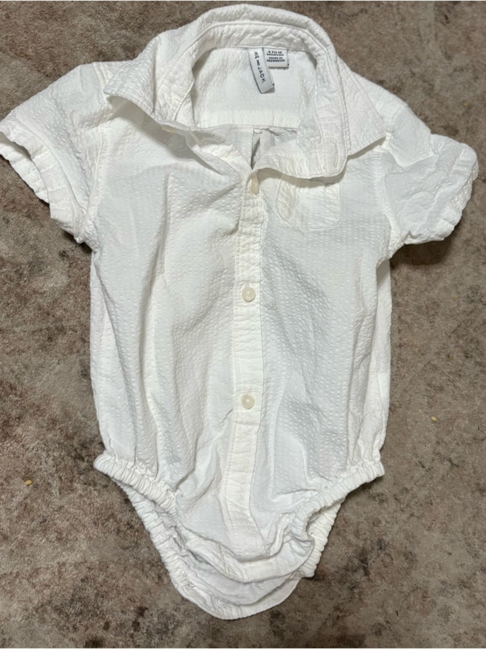 Janie and Jack White Textured Short-Sleeve Collared One-Piece